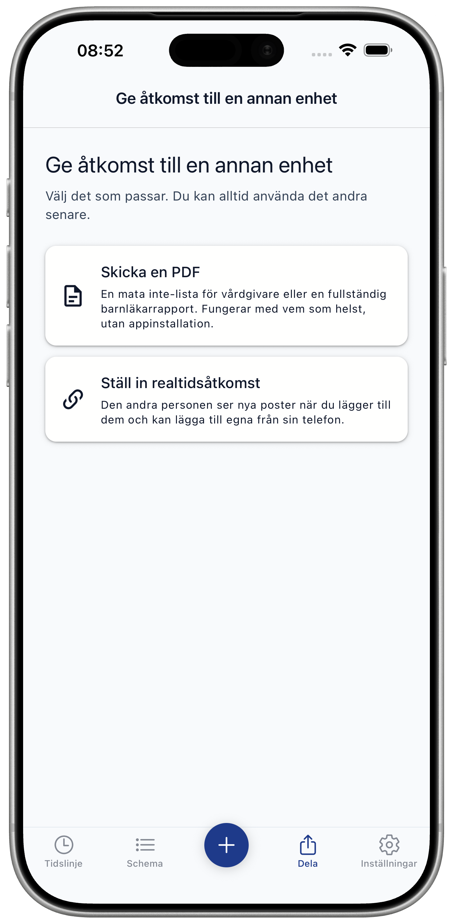 Give access screen