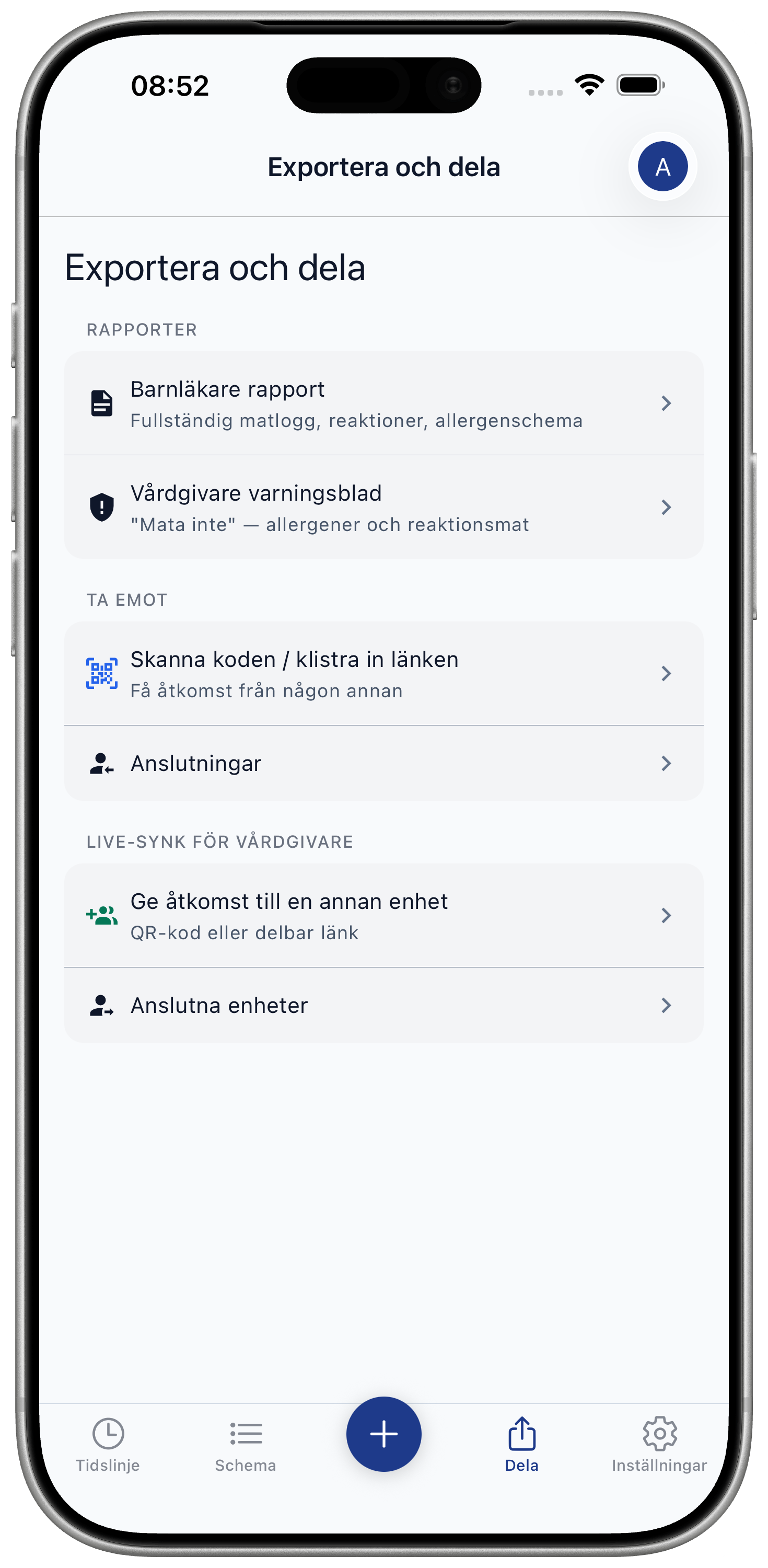 Export and Share screen