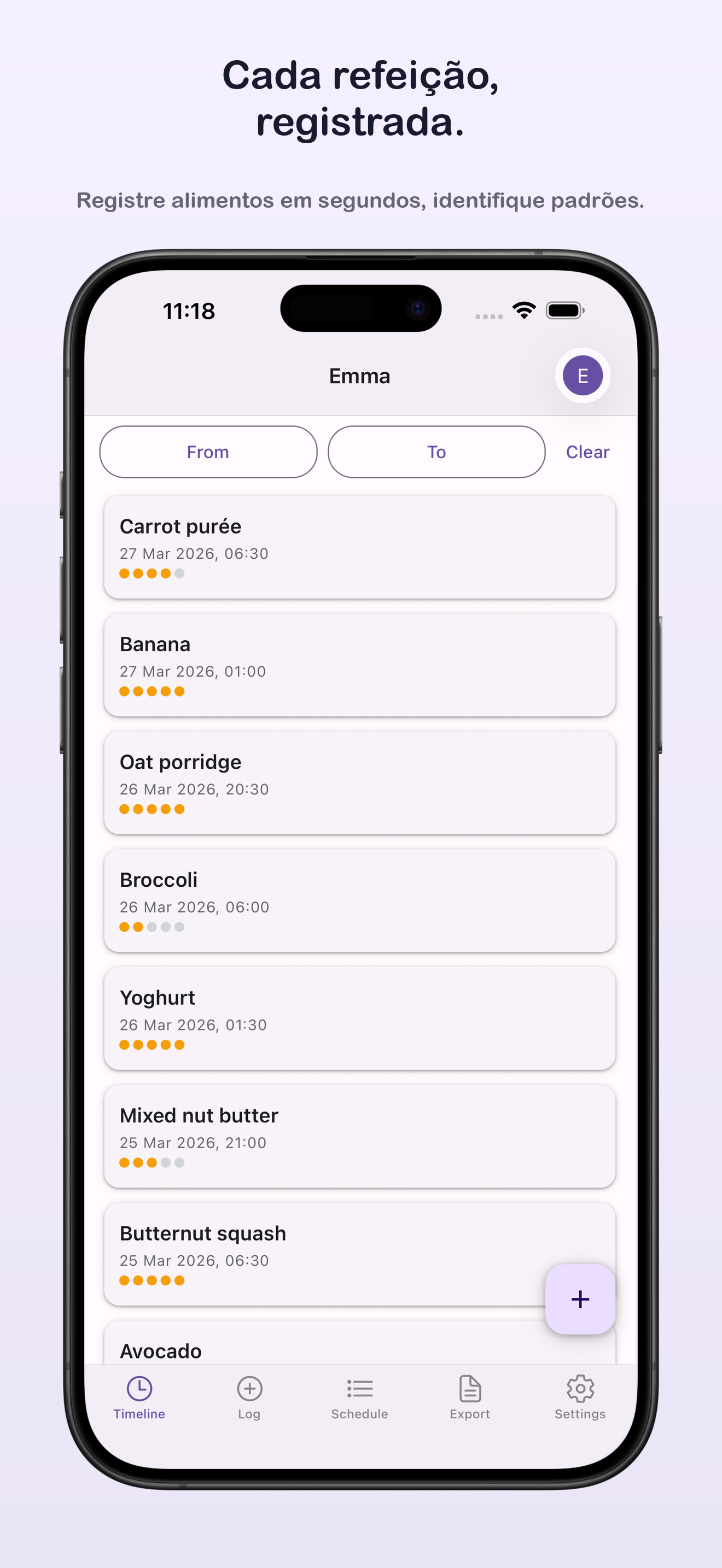 App timeline view